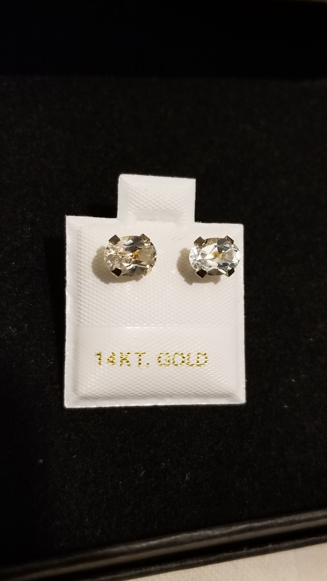 14k Gold White Topaz Stone Earrings