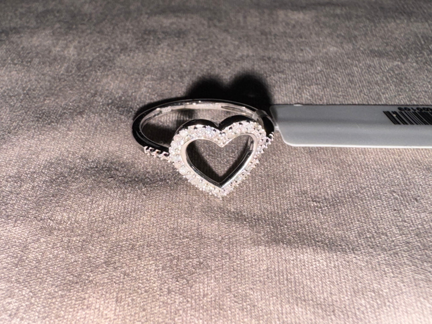 925 Sterling Silver Natural Diamond Heart Ring Size 7