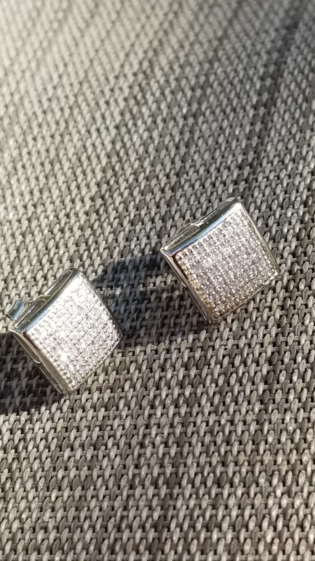 White Gold over 925 Sterling Silver Earrings