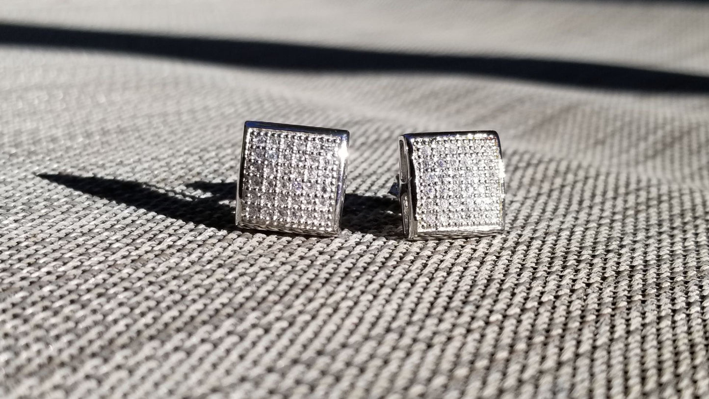 White Gold over 925 Sterling Silver Earrings