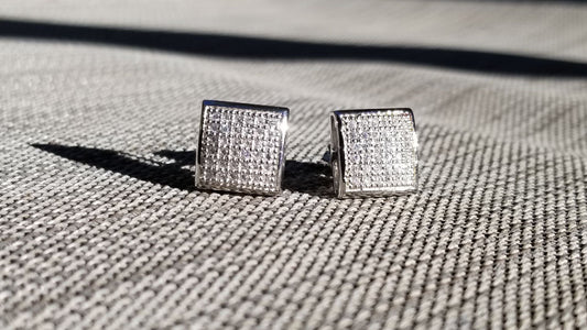 White Gold over 925 Sterling Silver Earrings