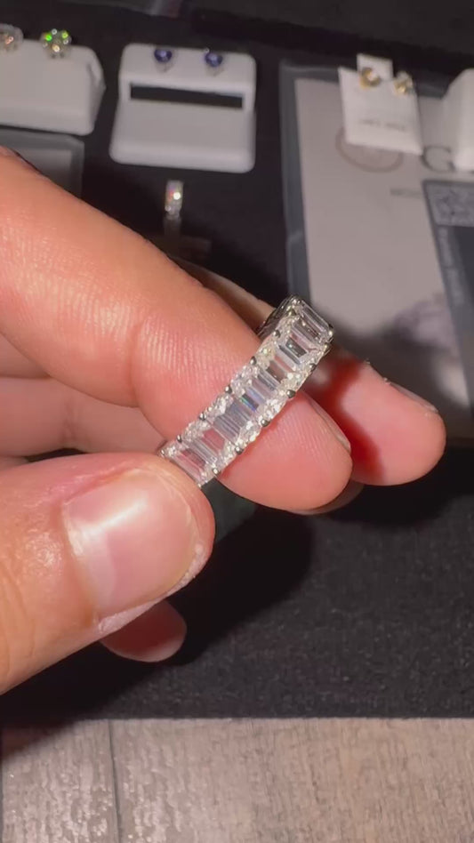 925 Sterling Silver Moissanite Baguette Cut Ring Size 6